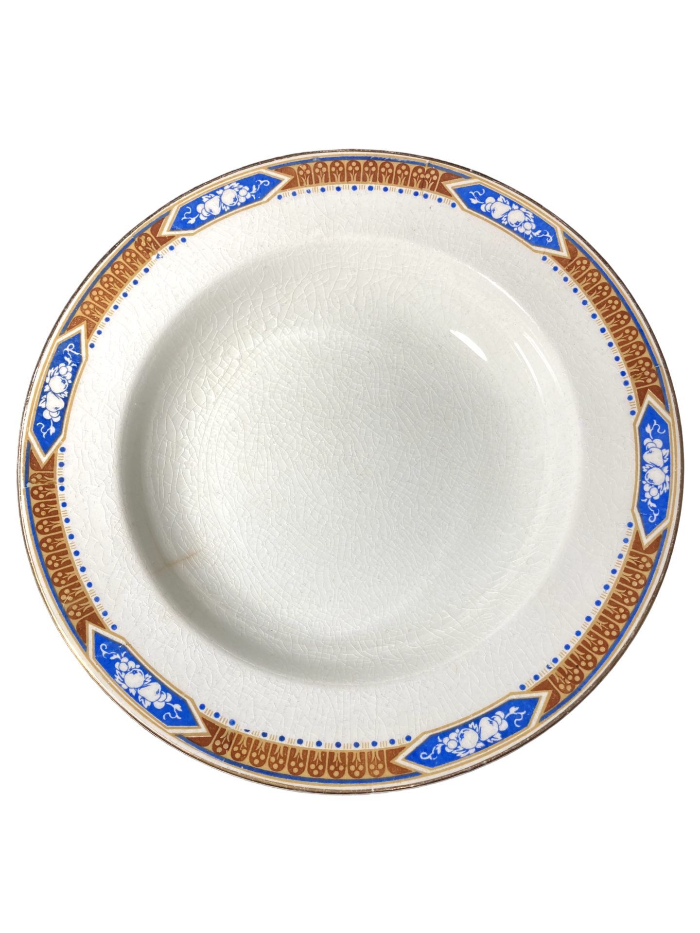 Prato Raso Cercadura Floral Azul e Dourada Vintage – Ingles Wood & Sons