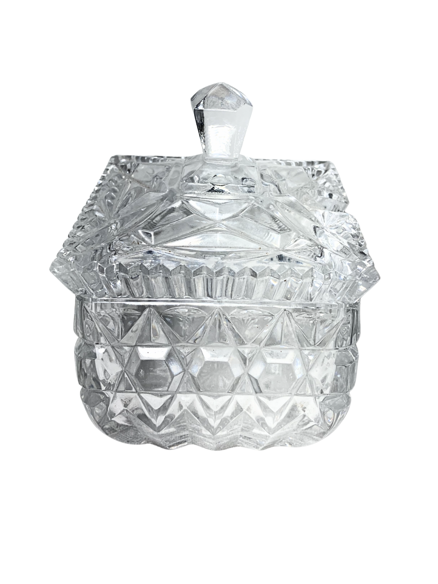 Bomboniere Quadrada de Cristal Prensado com Tampa