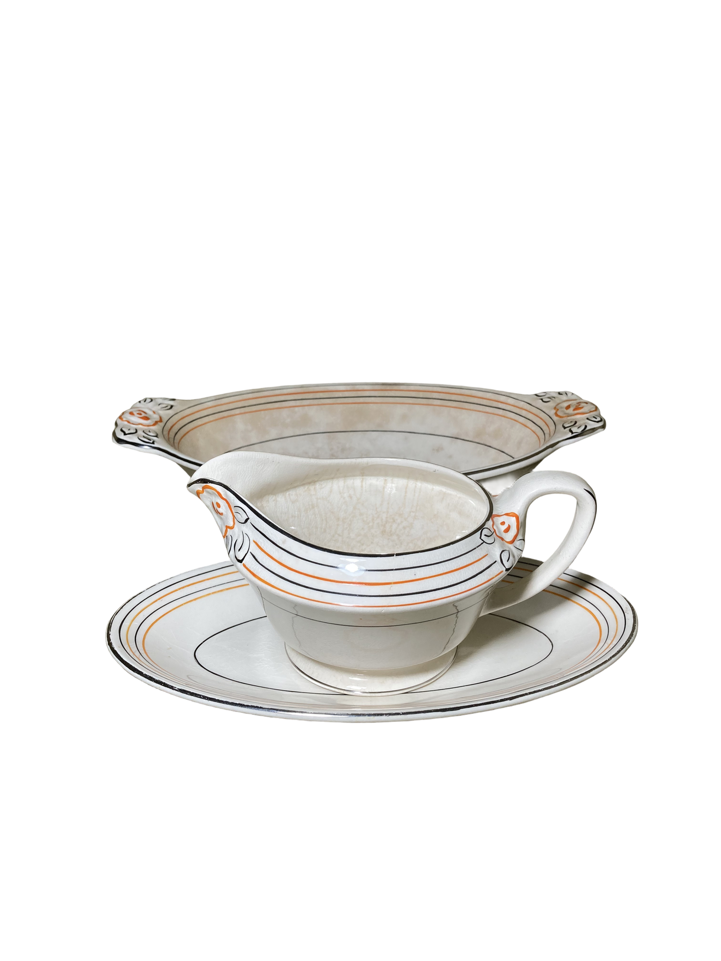 Trio de Servir de Faiança Inglesa Art Déco - Wood's Ivory Ware