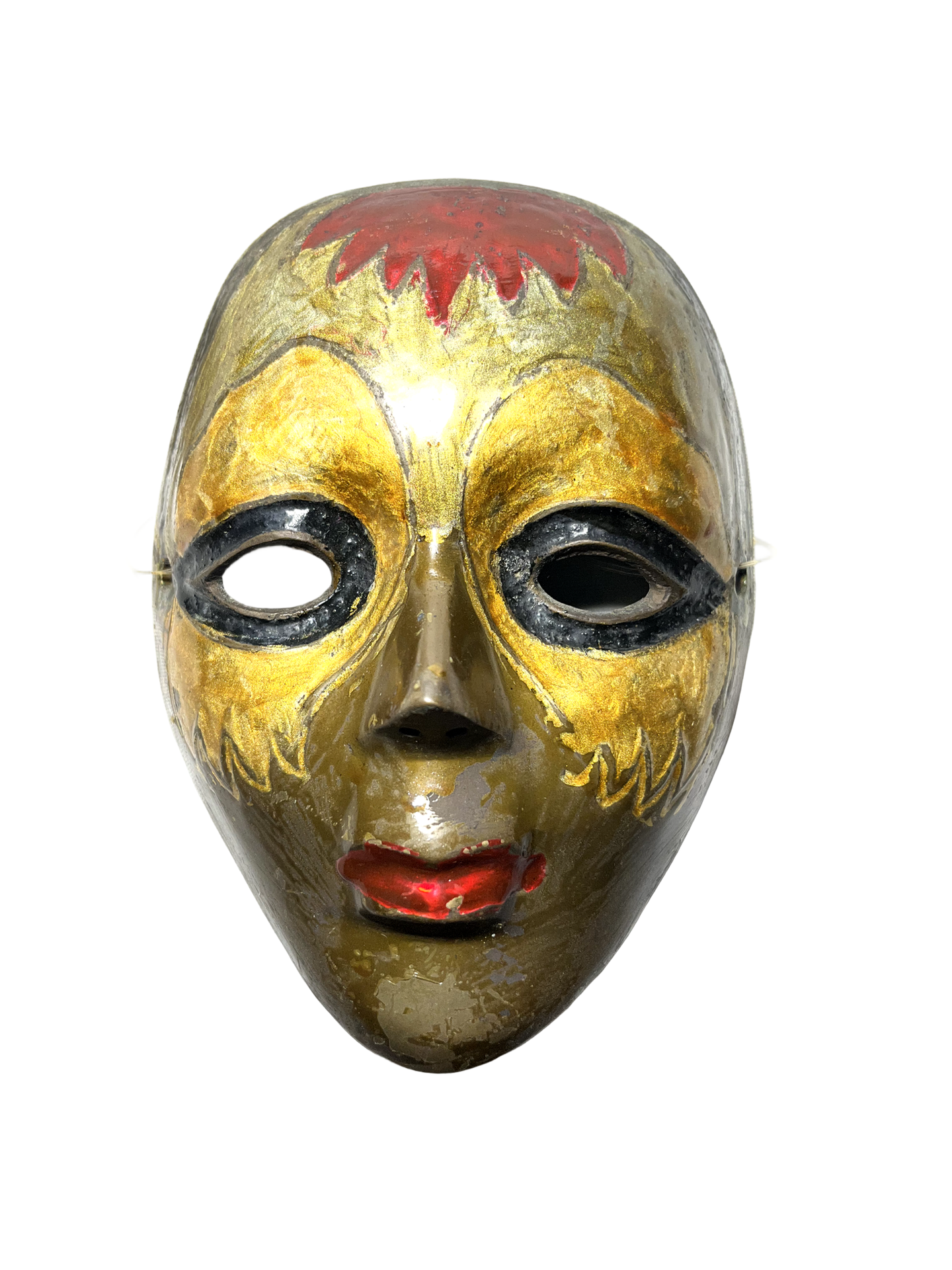 Dueto de Máscaras Decorativas Vintage em Latão Pintado – Made in India - Imagem 2