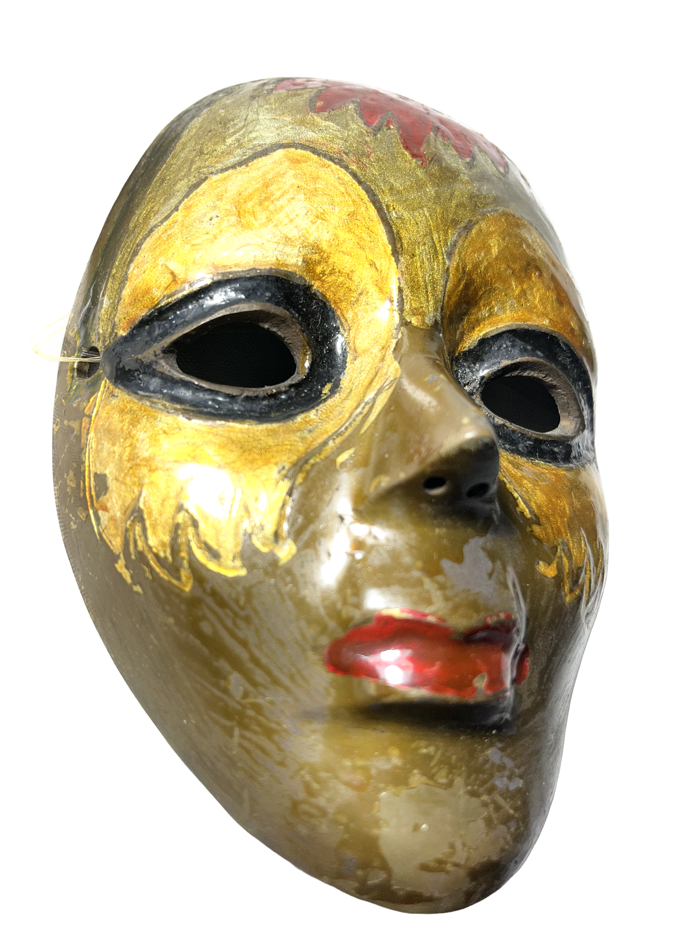 Dueto de Máscaras Decorativas Vintage em Latão Pintado – Made in India - Imagem 3