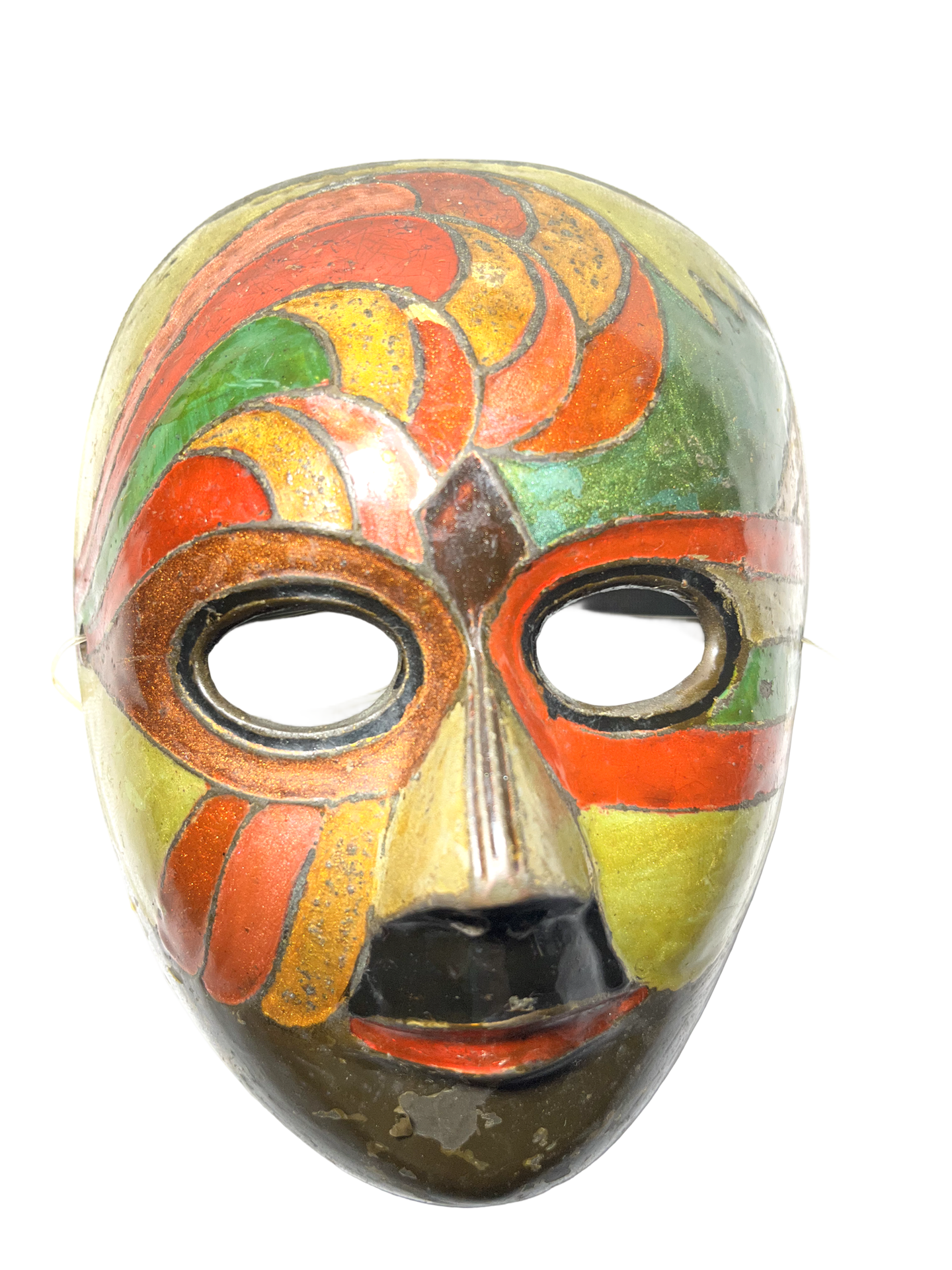 Dueto de Máscaras Decorativas Vintage em Latão Pintado – Made in India - Imagem 4