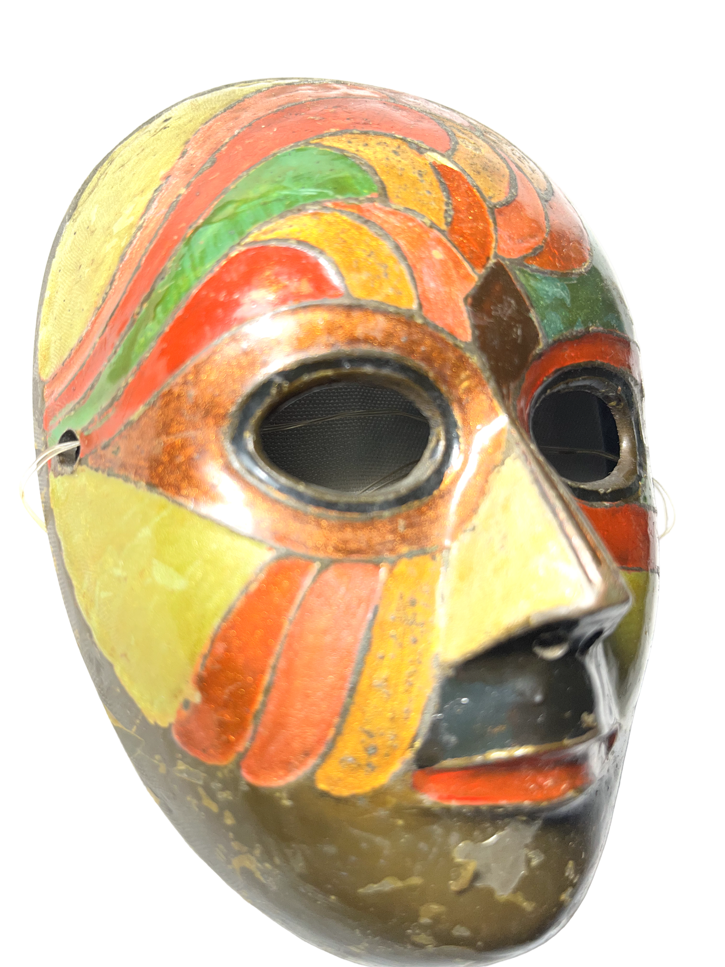 Dueto de Máscaras Decorativas Vintage em Latão Pintado – Made in India - Imagem 5