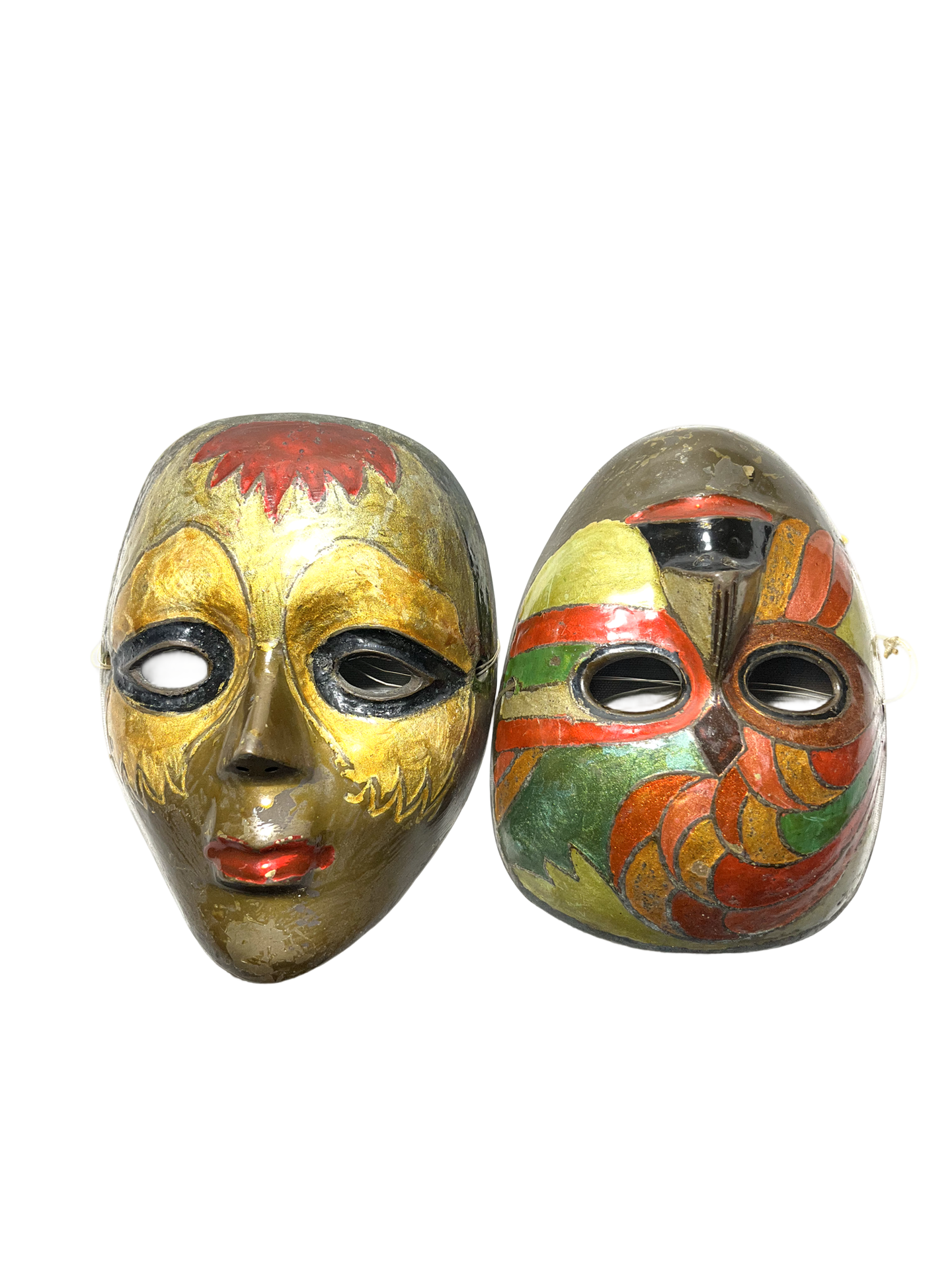 Dueto de Máscaras Decorativas Vintage em Latão Pintado – Made in India - Imagem 6