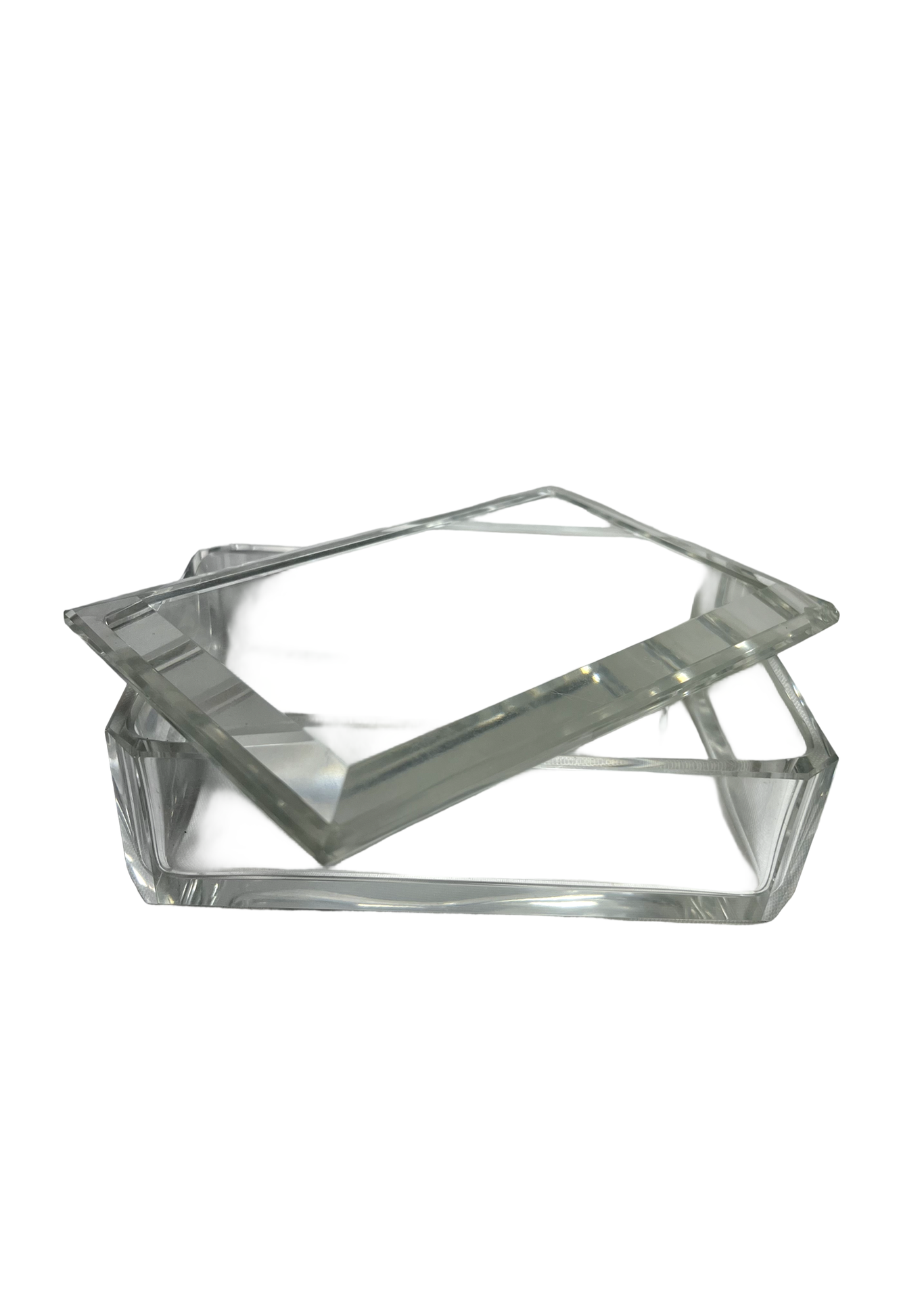 Cinzeiro de Mesa Art Déco em Vidro Lapidado Maciço