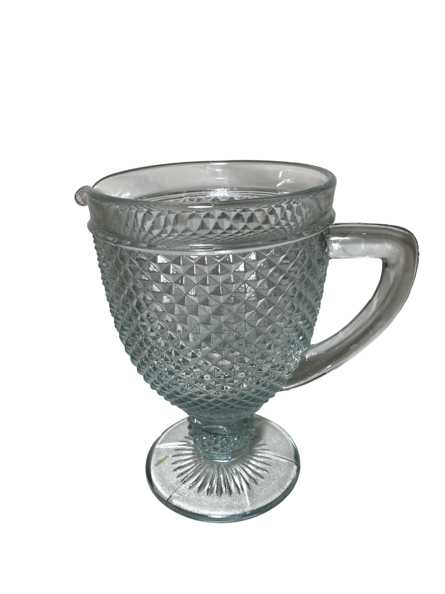 Jarra de Vidro Bico de Jaca Vintage com Pé