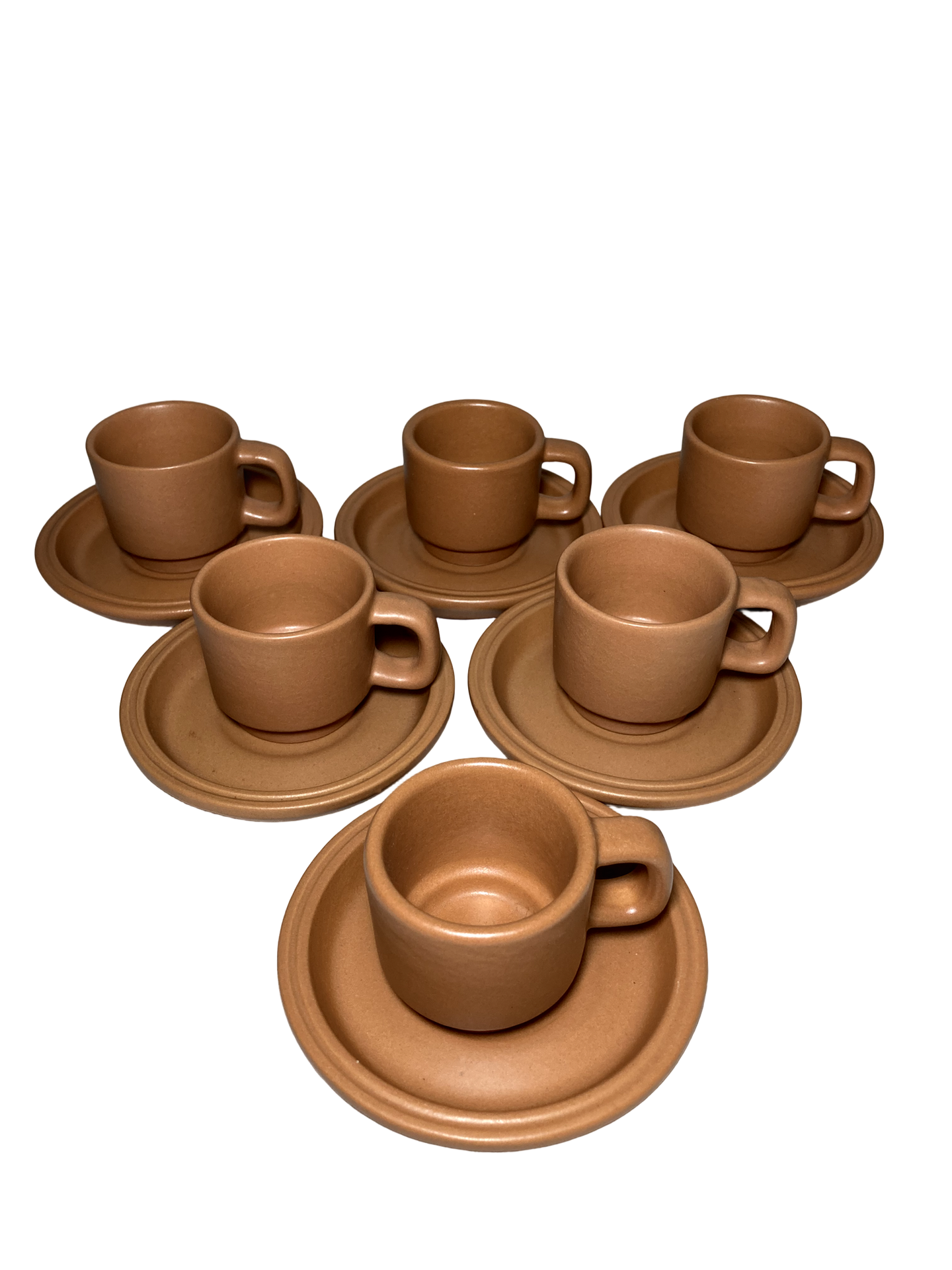 Sexteto de Xícaras de Café de Cerâmica Terracota Vintage