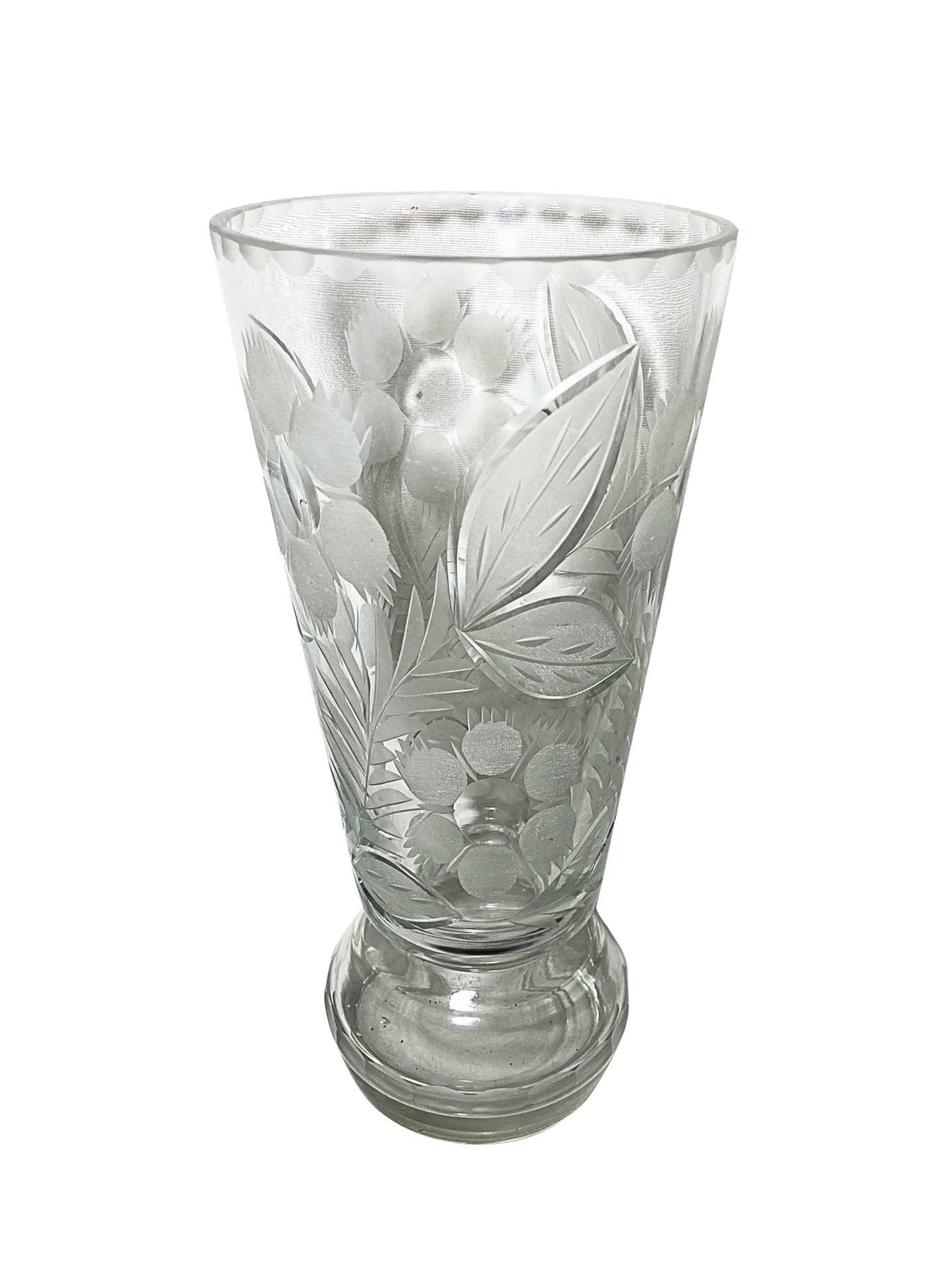 Vaso com Motivos Florais e Base Globular