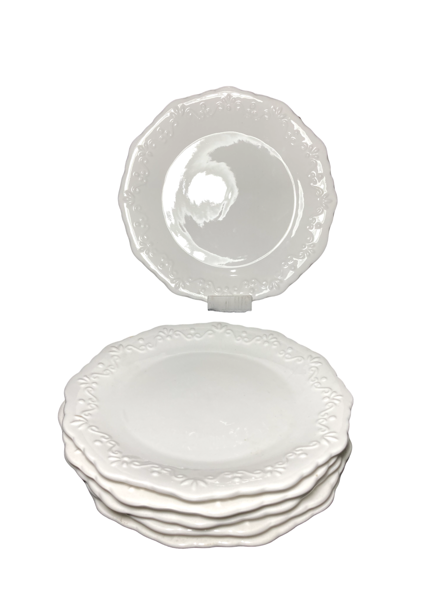 Conjunto de 12 Pratos de Sobremesa com Borda Ondulada – Porcelana Wolff