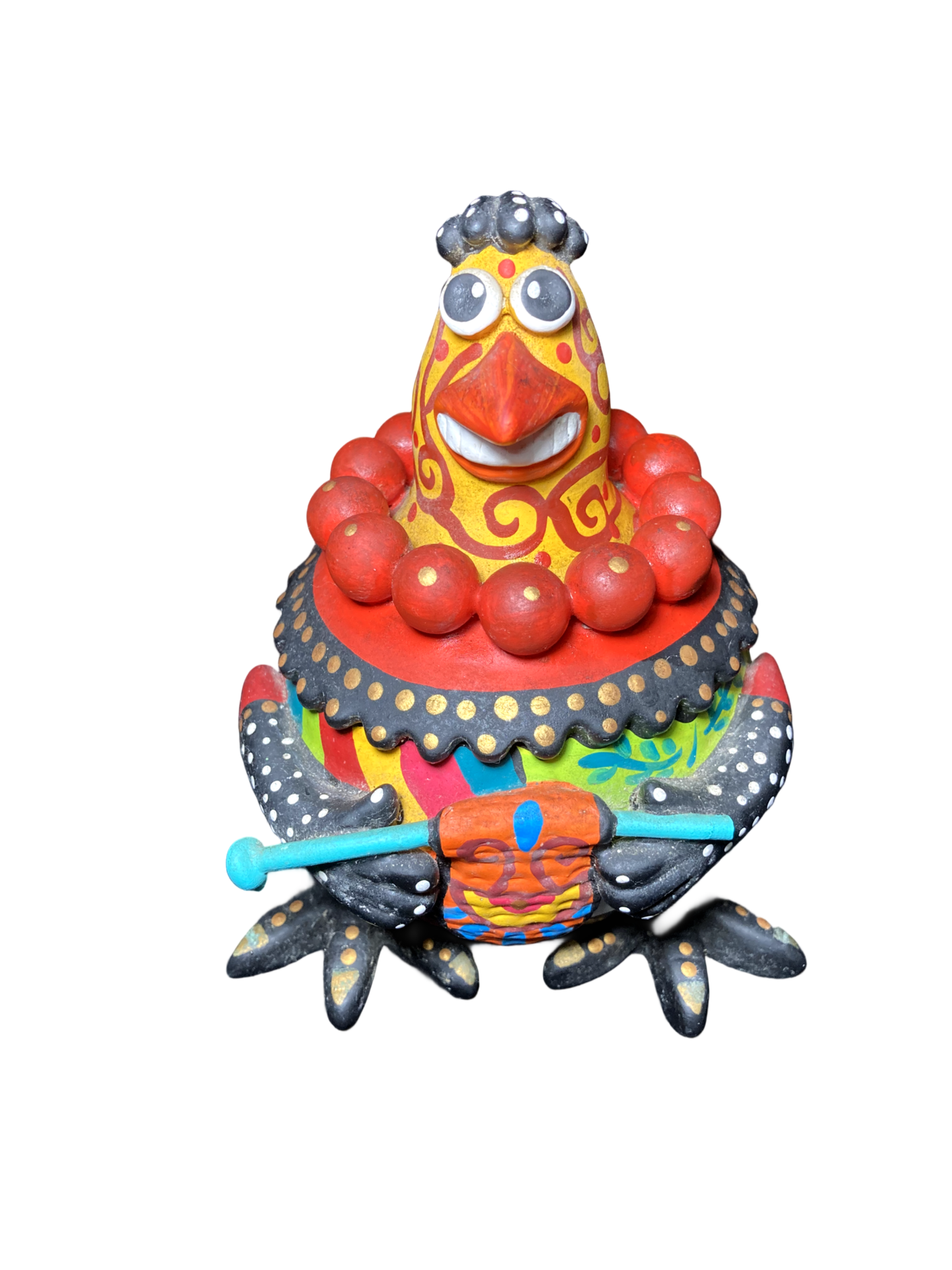 Escultura de Galinha com Tricó Pintada à Mão – BAPI