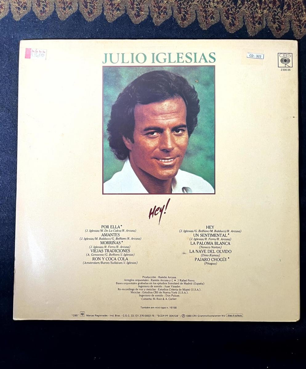 VINIL. Julio Iglesias - Hey! (CBS 230036) - Imagem 2