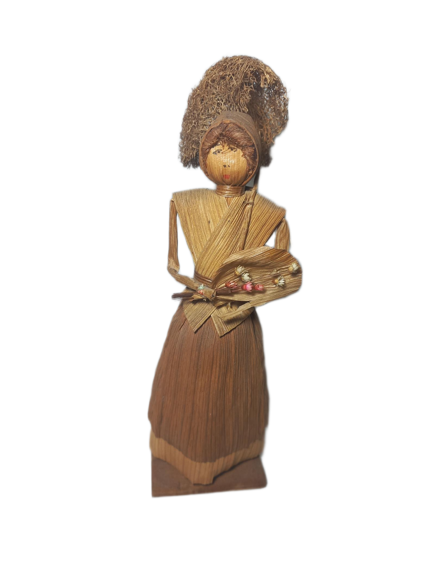 Boneca com guarda chuva artesanal feita de palha