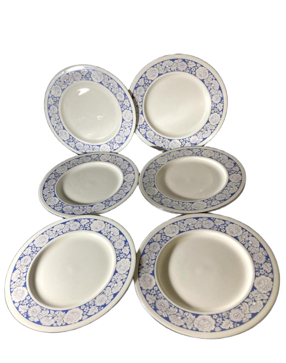 ROYAL DOULTON. Conjunto de 6 pratos de mesa em porcelana Gardene Padrão Floral Contínuo