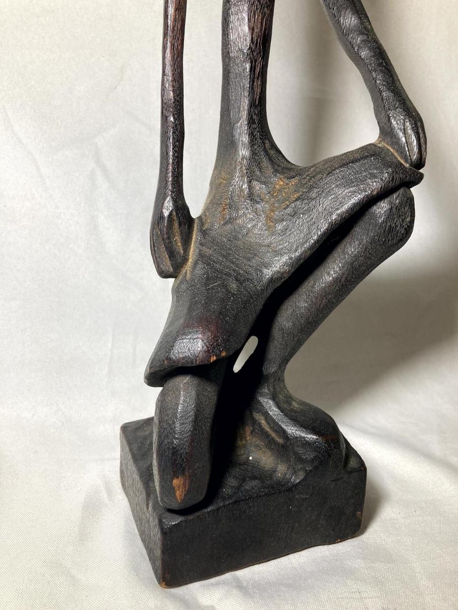 ARTE AFRICANA. Escultura em Madeira Entalhada Manualmente de Figura Tribal Zangueira - Imagem 2