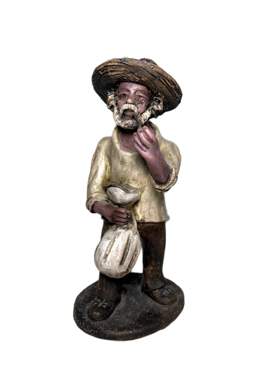 RARA. Escultura em Terracota Policromada Representando um Idoso
