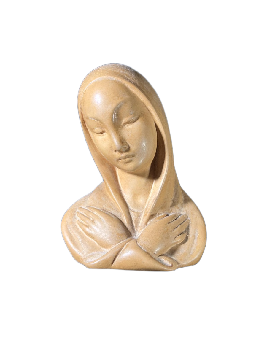 UGO ZACCAGNINI. Escultura Italiana em Cerâmica Representando Busto de Madonna (Nossa Senhora)