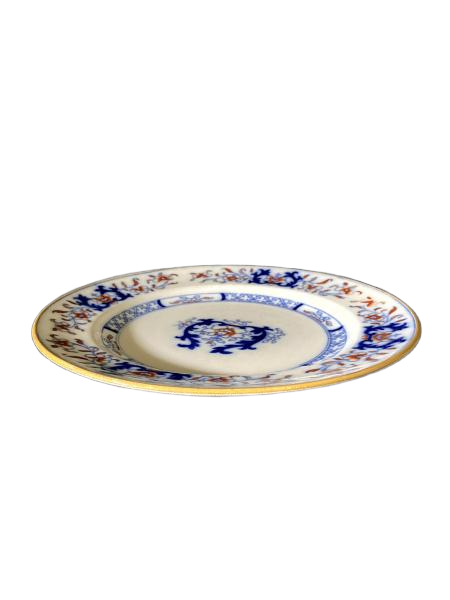 Prato em Porcelana Inglesa com Decoração Central em Azul Cobalto